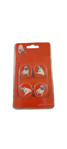 Gommes rouges à motif de chiens Bulldog anglais.