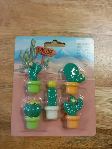  Set de gommes "Cactus Fantaisie" – 5 pièces